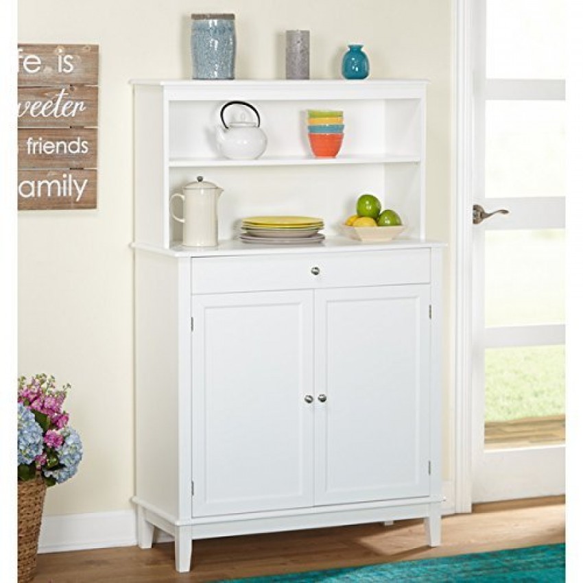 Simple Living Farmhouse Buffet With Hutch, White Finish