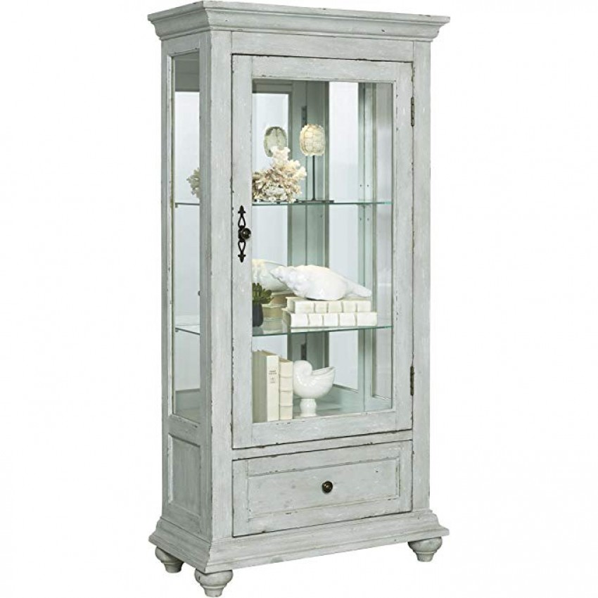 Pulaski P020025 Traditional Antique 2 Shelves Curio Display Cabinet With LED Light, 30" X 14" X 60.5"