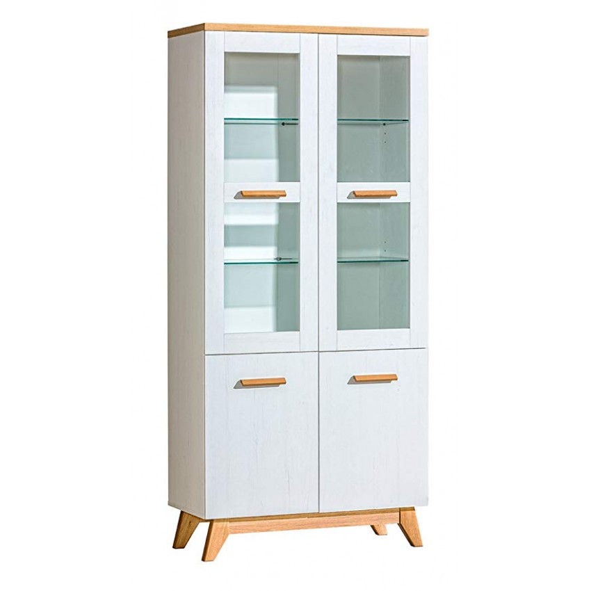 LOTTA White&Wood 2 Doors Display Cabinet